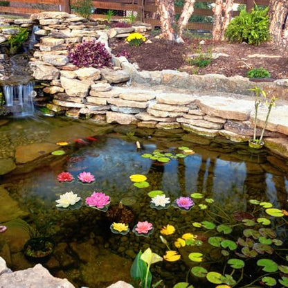 Luxshiny 10pcs Realistic Eva Floating Lotus Flowers Pool Decorations Artificial Water Lilies for Garden Pond Wedding Aquarium Display