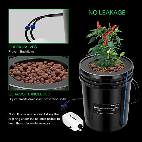 VIVOSUN DWC Hydroponic Growing System, 5-Gallon Deep Water Culture with VIVOSUN pH and TDS Meter Combo for Hydroponics, Pool and Aquarium