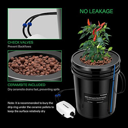 VIVOSUN DWC Hydroponic Growing System, 5-Gallon Deep Water Culture with VIVOSUN pH and TDS Meter Combo for Hydroponics, Pool and Aquarium