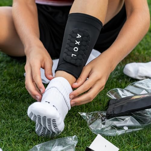 AXOL Built in Sleeve Shin Pads | Ultra Protection Gel Shin Guards - size: Adult (13+)