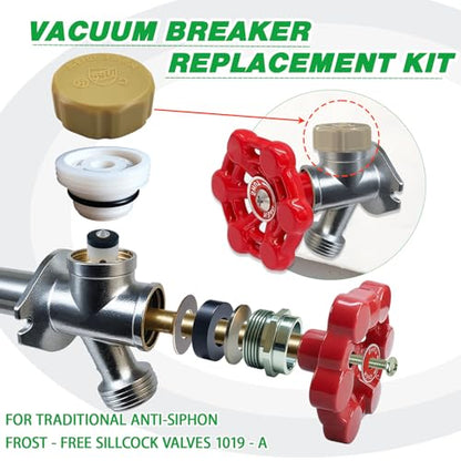 Anti-Siphon Industrial-control-valves Repair Kit， ASSE 1019-A Vacuum Breaker Check Valve Replacement Kits with Decorative Cover, Plastic Body,Plunger and O-Ring,2 Pack - color: yellow plastic