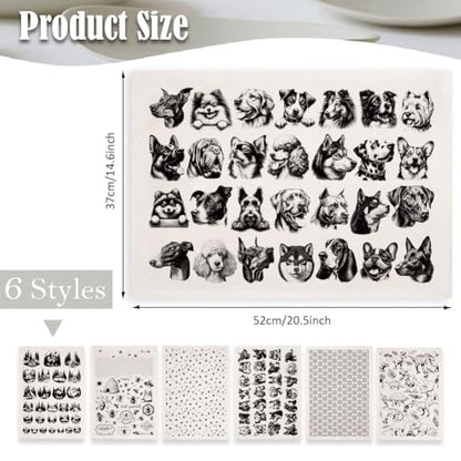SUPERDANT 6PCS Mixed Underglaze Paper Transfer Dogs Dinosaur Animals Transfer Paper for Clay Ceramic Bees Heart Porcelain Under Glaze Transfers for Pottery Underglaze Decal Papers Handcrafted Gifts - style: Mixed Styles (Dogs)