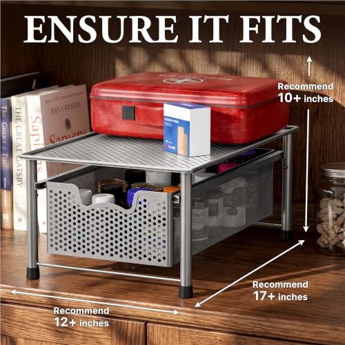 Simple Houseware Stackable Cabinet Basket Drawer Organizer, Silver - color: Silver, size: 1-Tier