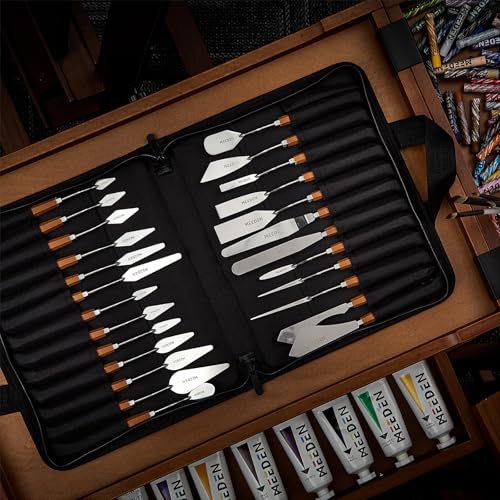 MEEDEN Artist Paint Palette Knife: 9.49" Flexible Stainless Steel Art Spatula Knife with Wooden Handle - Art Supplies for Oil Acrylic Gesso Canvas Painting, #15 - style: #15