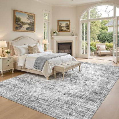12x15 Area Rug: Washable Neutral Black Grey Rugs for Living Room - color: Black Grey, size: 12' x 15' (Rectangular)