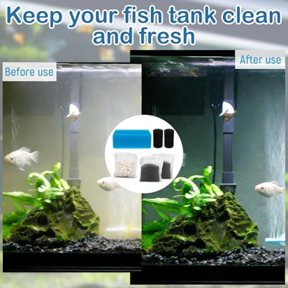 Aquarium Media Maintenance Kit Replacement for Fluval AC30 Power Filter | Includes 1 Blue Foam Filters, 2 Intake Strainer Sponge,1Pack Ceramic Rings and 2 Pack Activated Carbon