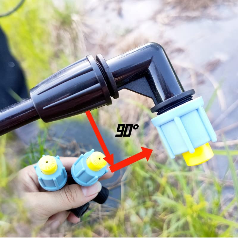 2-Nozzle Poly Boom Wand,Backpack Sprayer Multi Nozzle Spray Holder, Equipped with Cylindrical Nozzle and 110 Degree Fan Nozzle, 90 Degree Right Angle and 45 Degree Angle Spray Pattern