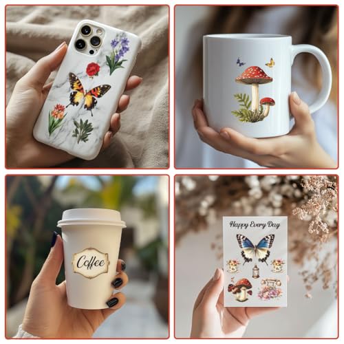 10 Sheets UV DTF Cup Wraps, 10 Styles Vintage Style Stickers Cartoon Rub on Decals Waterproof Transfer Stickers for Glass Cups Wood Crafts - style: Retro