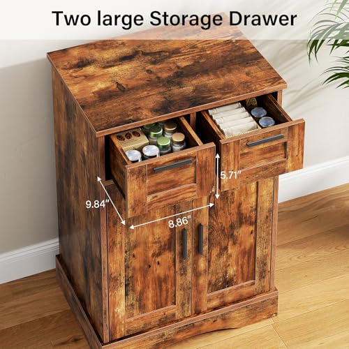 10 Gallon Aquarium Stand, Fish Tank Cabinet with 2 Drawers | Aquarium Stand for 5-10 Gallon Fish Tank Accessories Storage, 20.5" x 11.0" Tabletop, Rustic Brown PTBX02BR - size: 5-10 Gallon Fish Tank Stand