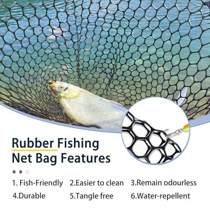 Telescoping Metal Lock Fishing Net Blue Aluminum Alloy Rubber Fish Net - Adjustable Length Lightweight Foldable Large Fishing Net with Handle Collapsible Extendable Fishing Accessories - color: Blue:3-section pole|length:63.7"