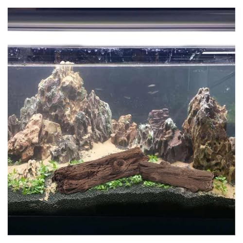 Log Ornament Fish for Tank Decoration Stump Aquarium Hideout for Betta Turtles(Medium)