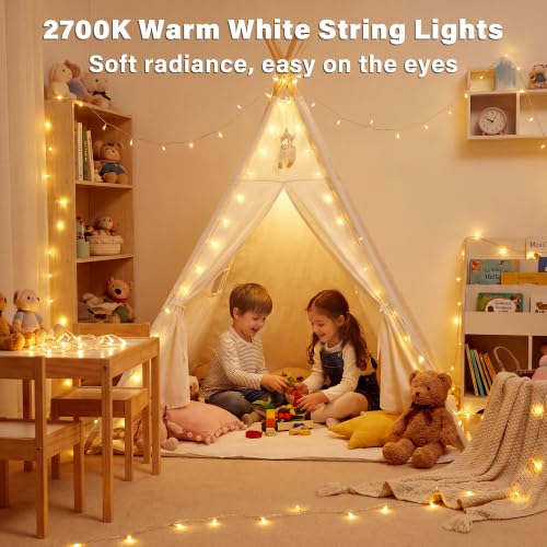 Ollny Fairy Lights Battery Operated 33FT 100LED Warm White, Clear Wire - color: Warm White-(Clear Wire), size: 100 LED