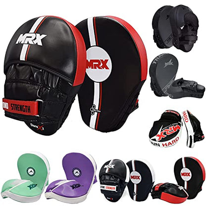 MRX Gel Tech Boxing Hook & Jab Pads MMA Focus Punching Mitts Training Thai Kick Strike Shield Curved Black/White - color: Black/Red