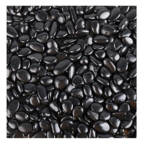 Black Pebbles for Plants 7lb Bulk Bag Aquarium Gravel 0.5"- 1" Decorative Polished Fish Tank Stone River Rocks - size: 7LB, style: Black