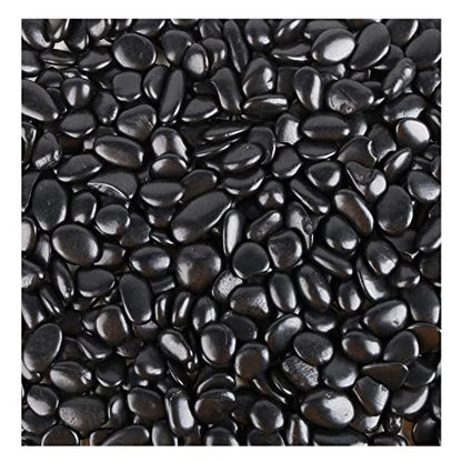 Black Pebbles for Plants 7lb Bulk Bag Aquarium Gravel 0.5"- 1" Decorative Polished Fish Tank Stone River Rocks - size: 7LB, style: Black