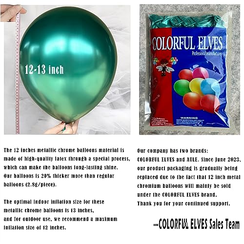 12 Inch 100 Pcs Latex Metallic Chrome Balloons Helium Shiny Thicken Balloons Party Decoration (Green) - color: Green
