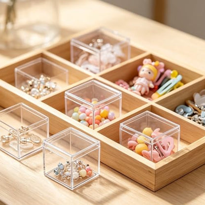 Small Acrylic Boxes Clear Candy Box with Lids Plastic Square Cube 2 Pieces Small Acrylic Storage Containers for Pill and Tiny Jewelry - size: 1.3 x 1.3 x 1.3 Inch
