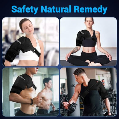 Comfytemp 숄더 아이스 팩 랩 로테이터 커프 콜드 테라피 (라지/XL) | FSA 적격 HSA, 부상을 위한 아이스 팩 재사용 가능, 통증 완화를 위한 냉찜질 어깨 지지대, 수술 회복, 블랙 - color: 블랙., size: 대형