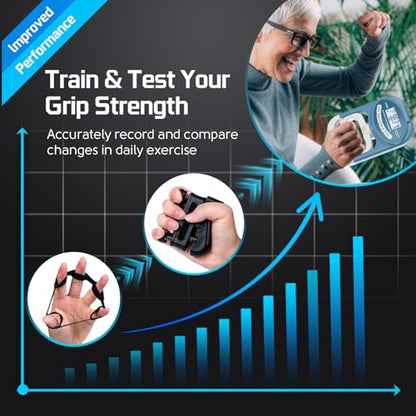 Grip Strength Tester Hand Dynamometer - Grip Strength Trainer Electronic Hand Gripper Strengthener Wrist Exerciser Meter Digital Training Gauge 265 Lbs / 120 Kgs for Sport School Home Use - color: Blue