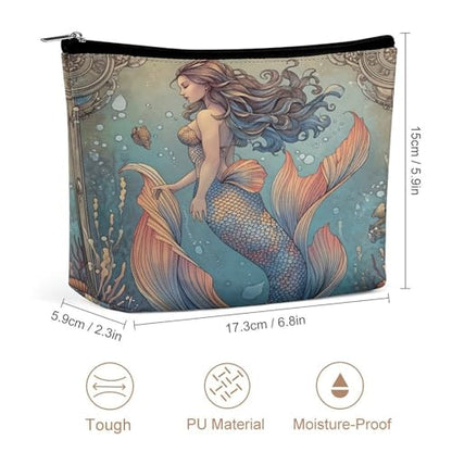 Mermaid Ocean Fantasy Makeup Bag, Travel Toiletry Organizer, Cosmetic Pouch for Women, Birthday Presents for Mom Girls Women Sisters - color: Mermaid Ocean Fantasy