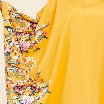 ODIZLI Muslim Abaya for Women Long Dresses Dubai Pendant Bat Sleeves Turkey African Caftan Vest - color: Yellow