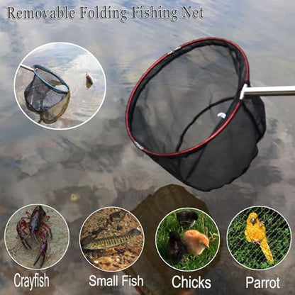 Fishing Net 2 Pack Retractable Lightweight Landing Net with Aluminum Rod Handle Fishing Nets for Youth Catch and Release Butterfly Nets - style: 40cm Blue+red