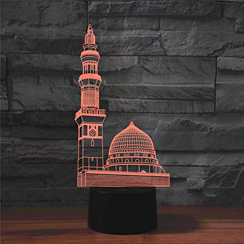 3D Night Light for Kids 3D Islamic Architecture Led Lamp with Remote Control 16 Color Changing Xmas Birthday Gift for Child