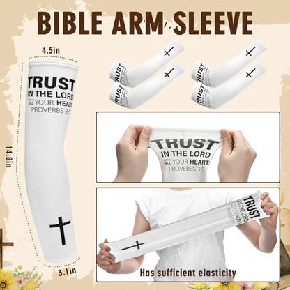 Shyyween 6쌍 Faith Cross 팔 슬리브 아버지의 날 종교 압박 팔 슬리브 남성용 여성용 야구 풋볼 UV - color: 화이트., size: 미디움