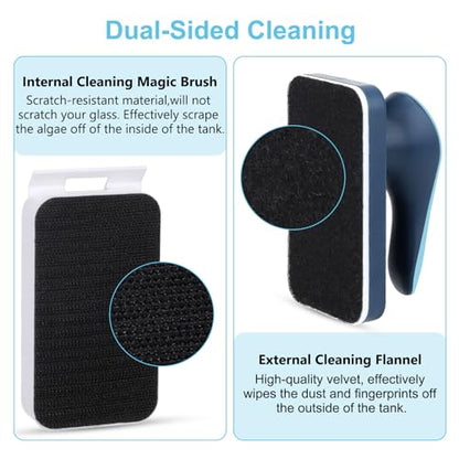 fishkeeper Aquarium Magnetic Glass Cleaner, Fish Tank Algae Cleaning Tool | Magnet with Algae Scraper for Glass Aquariums Tank, Floating Scrubber Brush, 2 Detachable Scrapers, Large - size: L for Glass Thickness：1/4"-5/8"