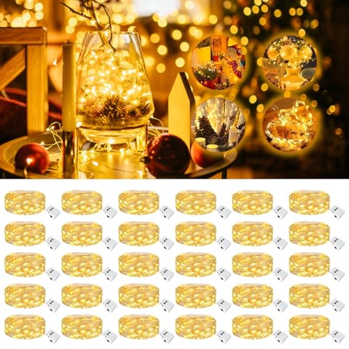 30 Pack Fairy Lights Battery Operated - 7ft 20 Led Twinkle Lights 3 Modes, Bulk Mini String Lights Waterproof for Mason Jars Vases DIY Party Wedding Decoration Christmas -Warm White - color: Warm White, size: 30 Pack
