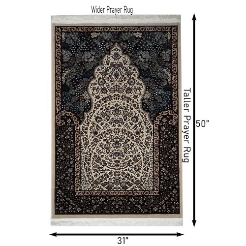 Modefa Velvet Prayer Rug - Soft Plush Turkish Janamaz Sajada Carpet for Men and Women - Luxury Velvet Wide Floral Prayer Mat Ramadan Eid Gift (Beige) - color: Beige