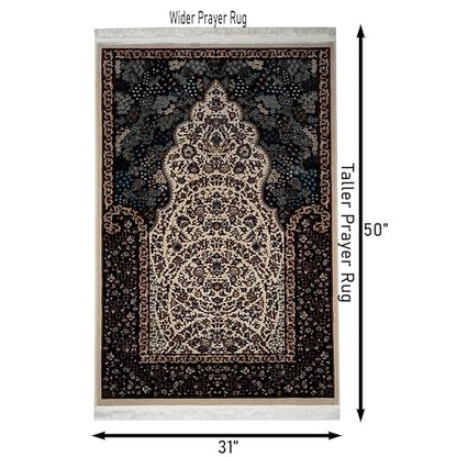 Modefa Velvet Prayer Rug - Soft Plush Turkish Janamaz Sajada Carpet for Men and Women - Luxury Velvet Wide Floral Prayer Mat Ramadan Eid Gift (Beige) - color: Beige