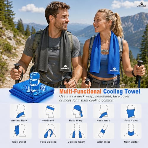 YQXCC 4 Pack Cooling Towels (40"x12"), Cool Neck Towel, Soft Breathable Microfiber for Gym, Yoga, Golf, Running, Camping & Summer Outdoor Activities - color: 2 Dark Gray + 2 Light Gray