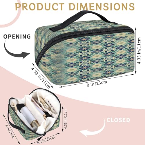 Islamic Flowers Travel Makeup Bag Waterproof Portable Pouch Open Flat Toiletry Bags Toiletries Cosmetics Traveling Organizer for Women Men