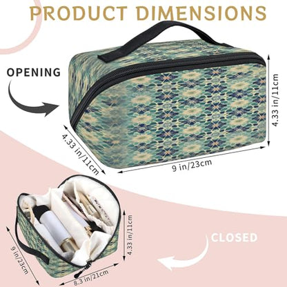 Islamic Flowers Travel Makeup Bag Waterproof Portable Pouch Open Flat Toiletry Bags Toiletries Cosmetics Traveling Organizer for Women Men
