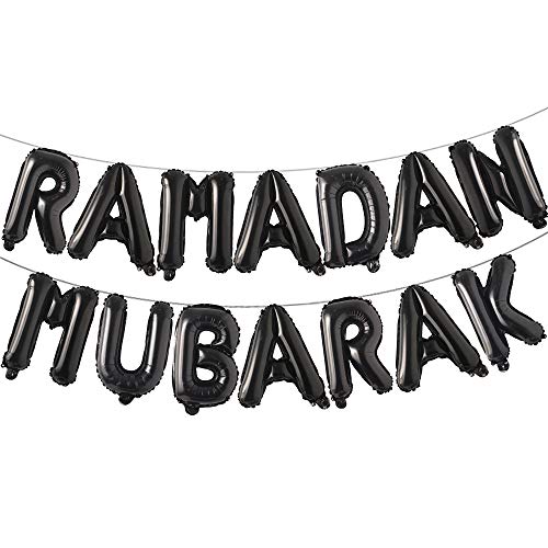 16in Rose Gold Eid MUBARAK Foil Balloons Party Decoration Supplies Ramadan Decoration Gold Balloons For Muslim EID Ballon (RAMADAN Black) - color: Ramadan Black