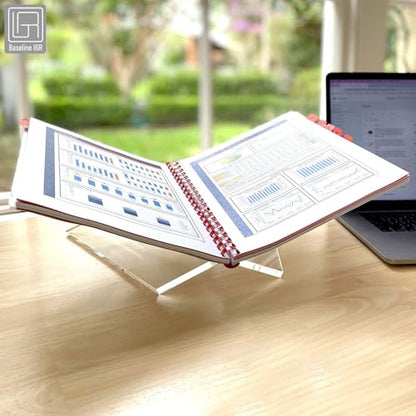 Medium Clear Acrylic Book Stand, 8.7” x 6.3” x 3.6”, Acrylic Book Holder, Open Bookstand for Display and Reading Cookbooks, Art Books, Bibles, Magazines - Home and Office - color: Clear, size: Medium