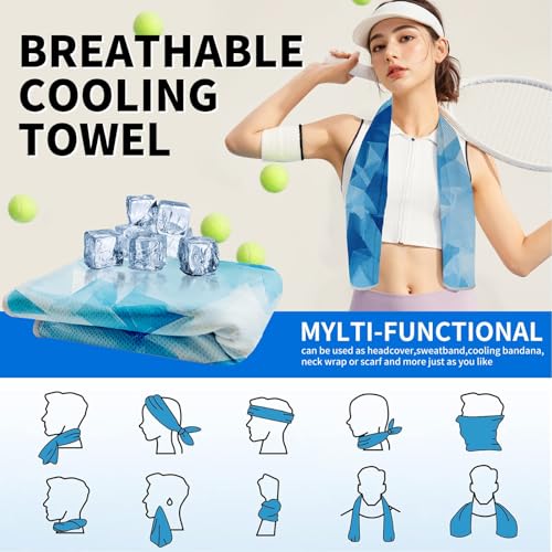 Cooling Sports Towel 39"X11.8" Cold Feeling Towel for Gym Fitness Running Yoga Microfiber Soft Quick Drying Breathable Lightweight Camping Towel Summer Hiking Climbing Workout Essentials(Blue) - color: Blue