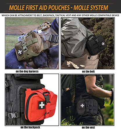 Upgrade Molle Rip Away Ifak Pouch, Tactical Small Belt First Aid Pouch Medical Utility EMT Pouch Only - color: TAN