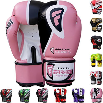 Farabi Pro Fighter Boxing Gloves Sparring Gym Bag Punching Focus Pad Mitts - color: Pink, size: 10Oz