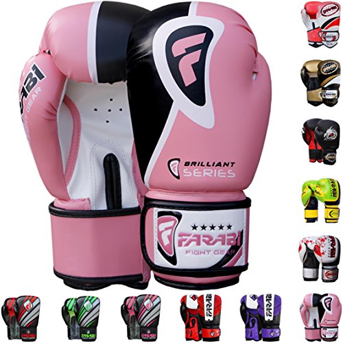 Farabi Pro Fighter Boxing Gloves Sparring Gym Bag Punching Focus Pad Mitts - color: Pink, size: 14Oz