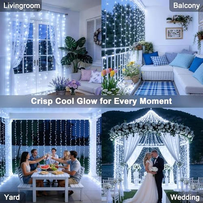 JMEXSUSS 900LED Curtain Lights, White Christmas Lights, 9.5x29.5ft - color: White, size: 900 LED