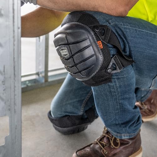 KLEIN TOOLS 60184 Knee Pads, Lightweight Gel Knee Pads with Slip Resistant Rubber Caps and Adjustable Straps, Great for Construction, Black - size: Lightweight