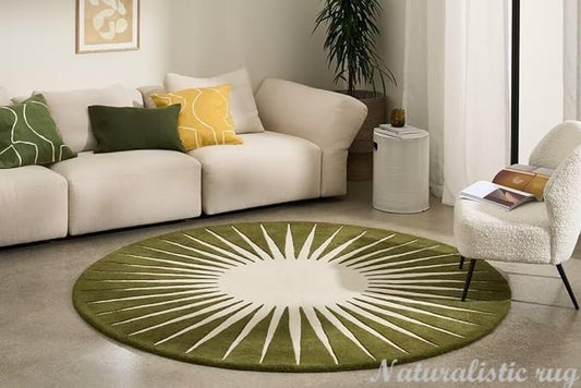 Handmade Round Vasarely Area Rug 100% New Wool Modern for Living Room Bedroom Kids Room Kitchen Office Decor (Moss Green, 5x5' Round) - color: Moss Green, size: 5x5' round