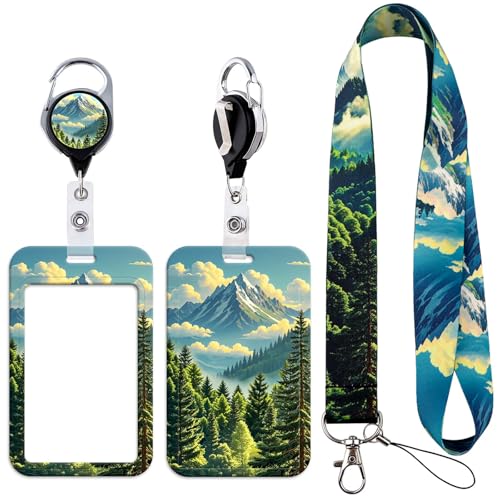 Cool Lanyard Retractable Badge Holder Reel Clip Heavy Duty Keychain Neck Lanyard for Keys Men Women Work ID Student Science Teacher, Nature Iceberg - color: Iceberg