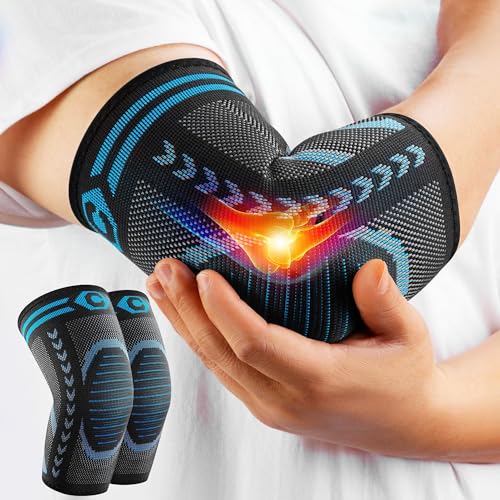 CAMBIVO 2 Pack Tennis Elbow Brace for Tendonitis and Tennis Elbow,Golfers Elbow, Arm Compression Sleeves for Women and Men, Bíceps Support Sleeve for Weightlifting, Basketball and Workout | Golfers Elbow and Arthritis Relief, Breathable 3D Knit Fabric, 4-