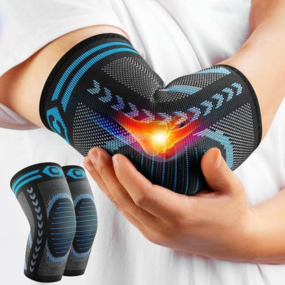 CAMBIVO 2 Pack Tennis Elbow Brace for Tendonitis and Tennis Elbow,Golfers Elbow, Arm Compression Sleeves for Women and Men, Bíceps Support Sleeve for Weightlifting, Basketball and Workout | Golfers Elbow and Arthritis Relief, Breathable 3D Knit Fabric, 4-