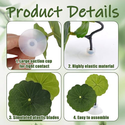 6 Pcs Betta Leaf Hammock with Suction Cups, Realistic Plastic Lotus Leaf Pad Natural Habitat Fish Tank Accessories Decor Aquarium Plants for Betta Bed Fish Breeding Resting Spawning Ground - style: Style C