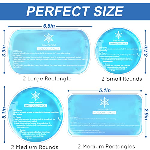 Tutmyrea Ice Packs for Injuries Reusable, 8 Pack Soft Gel Pack, Hot and Cold Compress, Ice Pack for Kids Boo Boo, Cold Packs for Injuries, Migraines, First Aid, Pain Relief, Wisdom Teeth | Gel Ice Pack for Kids Boo Boo, Multiple Shapes Cold Packs for Inju