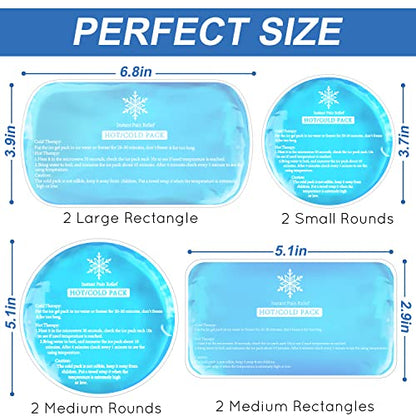 Tutmyrea Ice Packs for Injuries Reusable, 8 Pack Soft Gel Pack, Hot and Cold Compress, Ice Pack for Kids Boo Boo, Cold Packs for Injuries, Migraines, First Aid, Pain Relief, Wisdom Teeth | Gel Ice Pack for Kids Boo Boo, Multiple Shapes Cold Packs for Inju